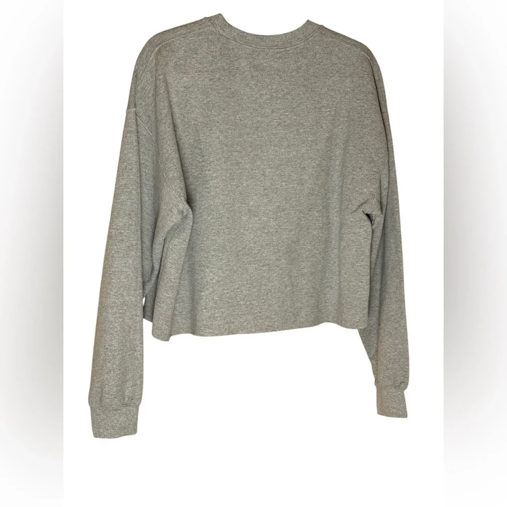 Handcrafted Upcycled Gray Cropped Novelty Appliqué Sweatshirt Rooster Graphic L - Picture 3 of 10